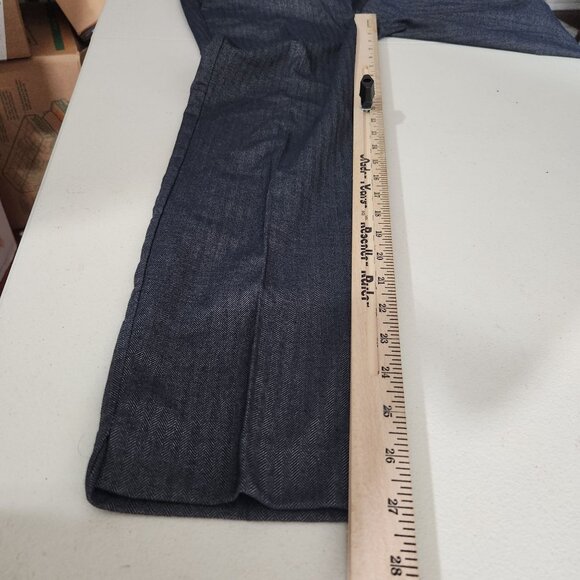 Navy Blue Pinstripe Slim Fit Trousers With Elastic Waistband For Women Medium - Picture 12 of 15